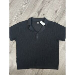 RSQ Men's Size XXL Black Sweater / Knit Polo‎ Style Shirt